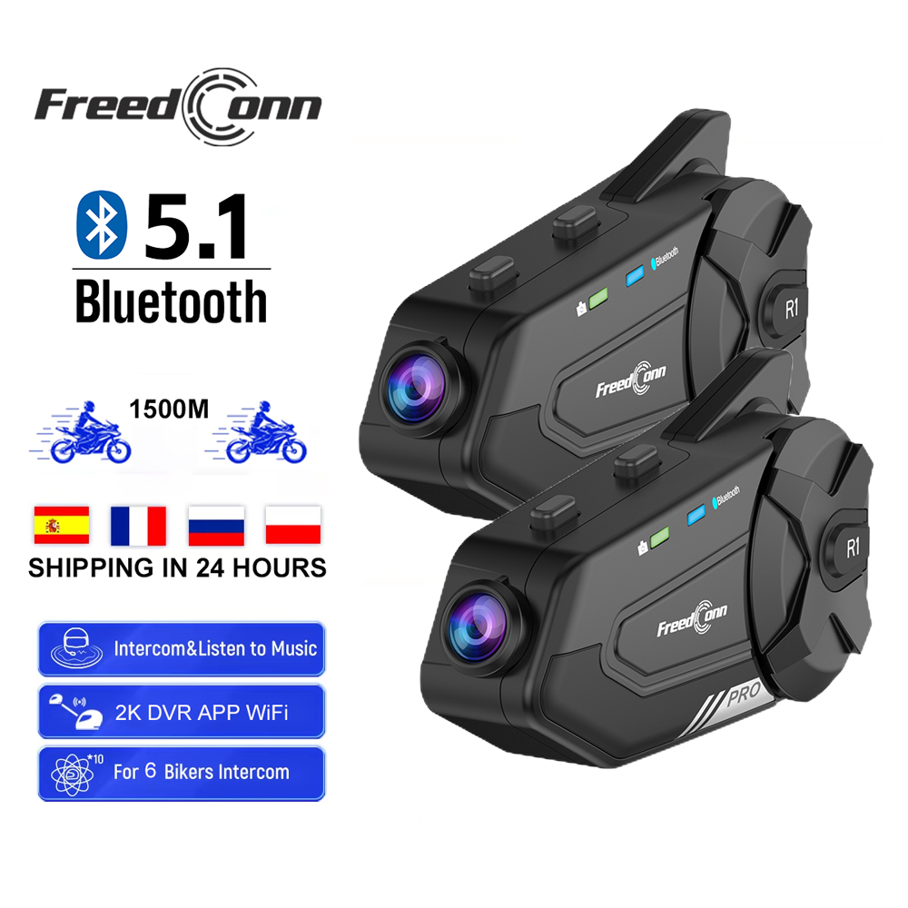 Universal Motorcycle Helmet Intercom Headset - Freedconn Motorcycle Intercom Auto Dvr Helmet