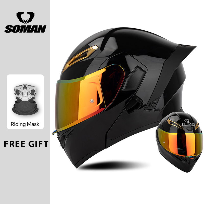 Dual Visor Motorcycle Racing Helmet - Unisex DOT Approved Dual Visor Flip