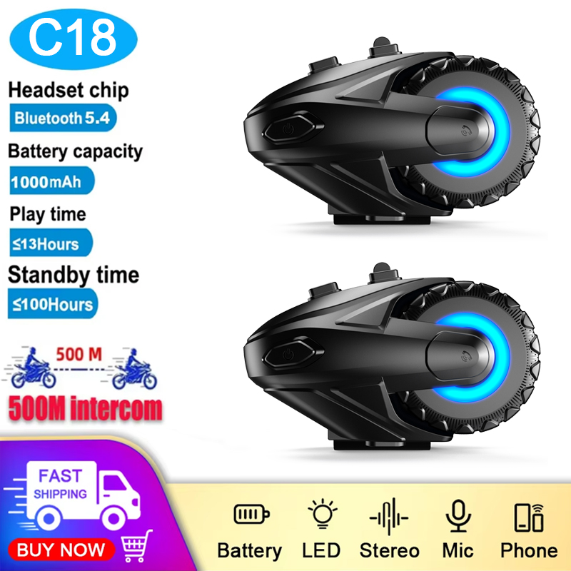 Universal Motorcycle Helmet Intercom Headset - 1/2Pcs Motorcycle Bluetooth 5.4 Helmet Intercom