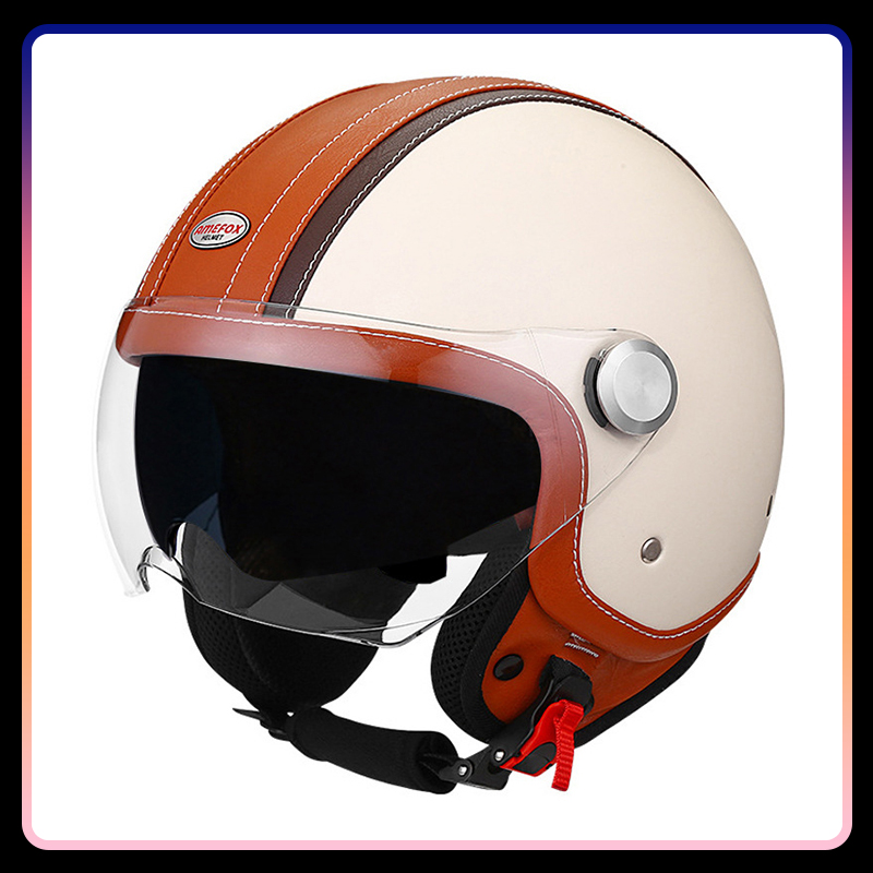 Vintage Open Face Retro Helmet - DOT Approved Daul Lens Open Face