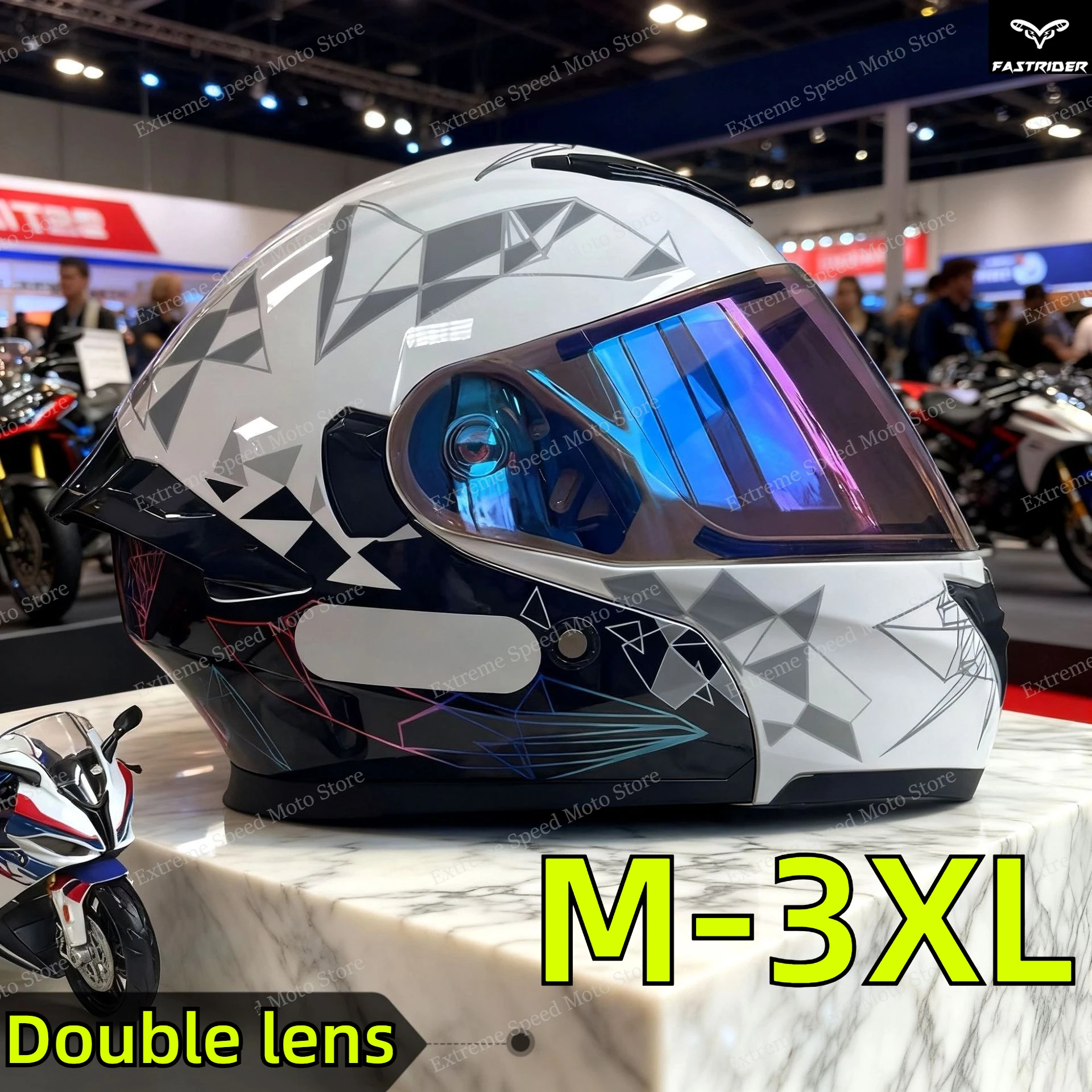 Dual Visor Motorcycle Racing Helmet - Certified Modular Flip Up Motorcycle Helmet,