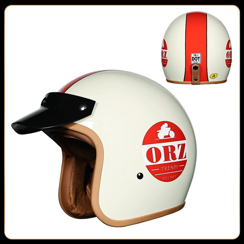 Vintage Open Face Retro Helmet - Retro Vintage 3/4 Open Face Helmet