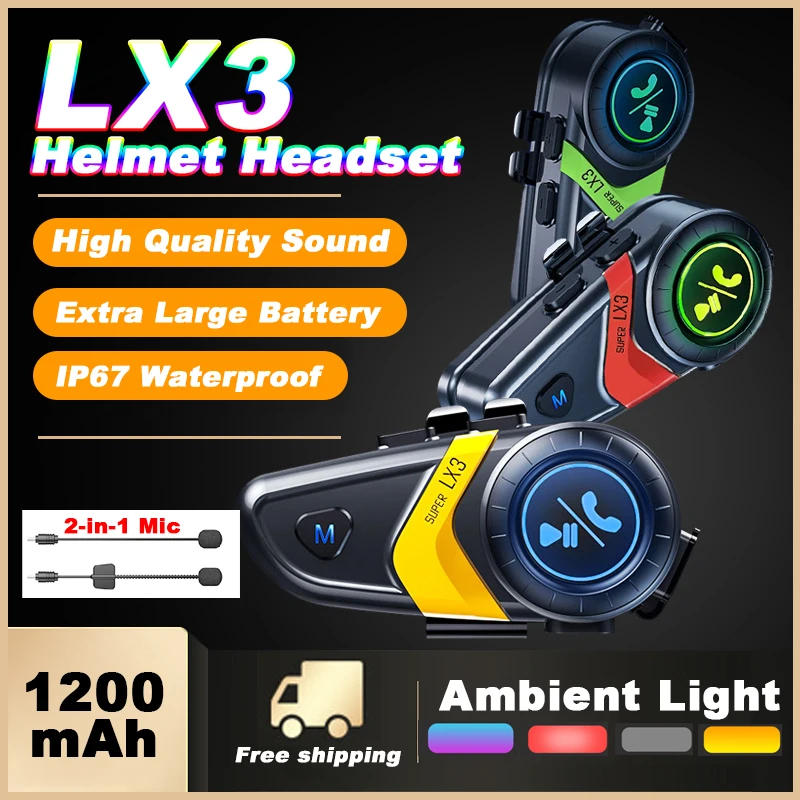 Full Face Motorcycle Helmet With Bluetooth - LX3 Motorcycle Helmet Headset Wireless Bluetooth