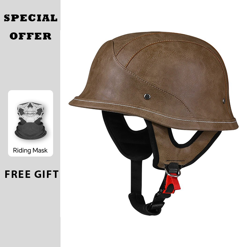 Leather Half Helmet Vintage Op - đánh giá và giá Vintage Open Face Retro Helmet