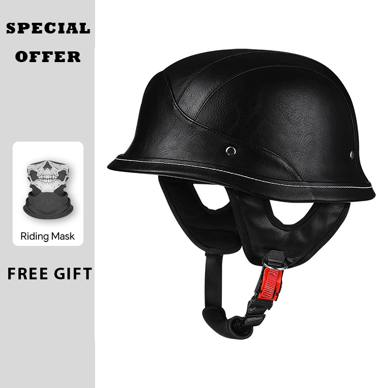 Leather Half Helmet Vintage Op - đánh giá và giá Vintage Open Face Retro Helmet