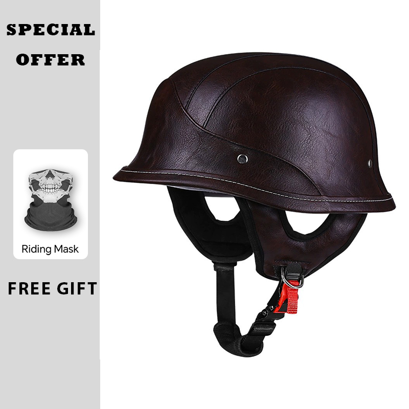 Leather Half Helmet Vintage Op - đánh giá và giá Vintage Open Face Retro Helmet