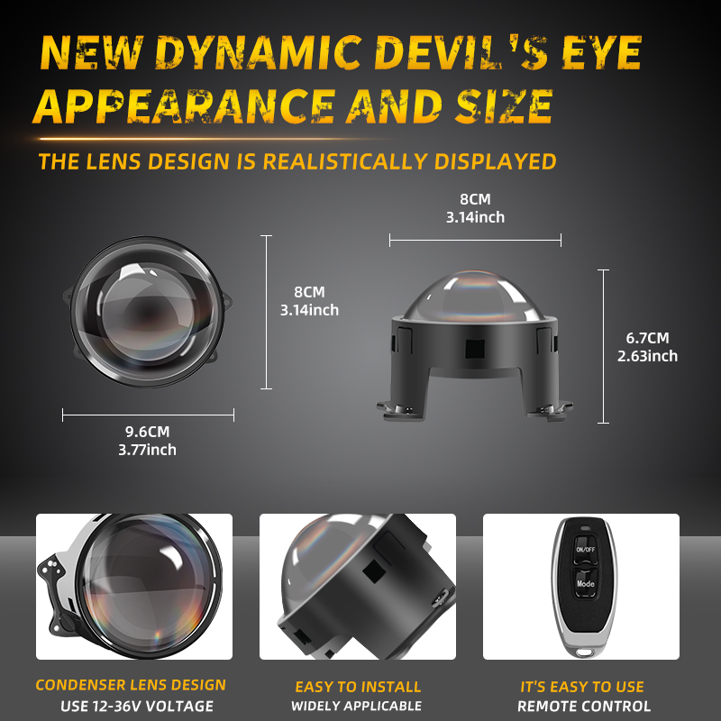 2PCS Remote Control LED Eye Li - đánh giá và giá Universal Motorcycle Led Headlight Projector