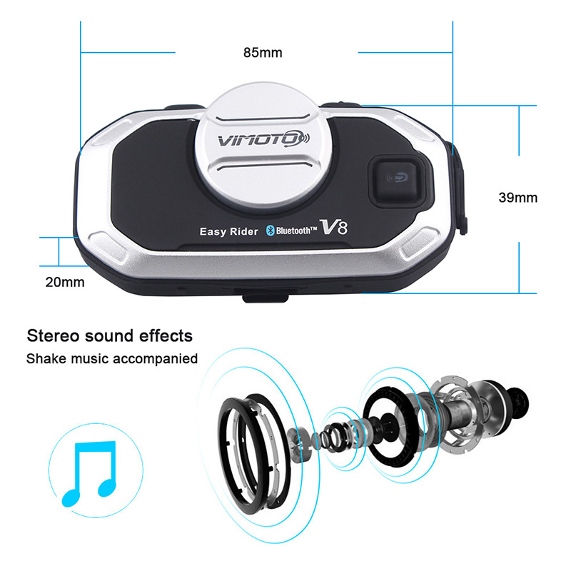 Vimoto V8 Motorcycle Helmet He - đánh giá và giá Universal Motorcycle Helmet Intercom Headset