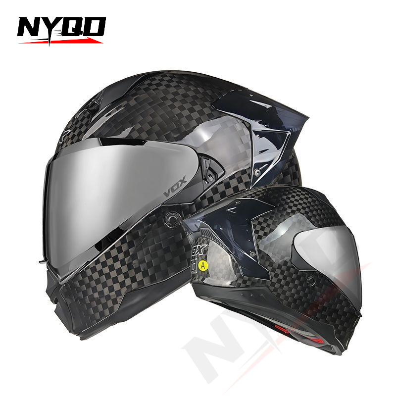Carbon Fiber Full Face Motorcy - đánh giá và giá Dual Visor Motorcycle Racing Helmet